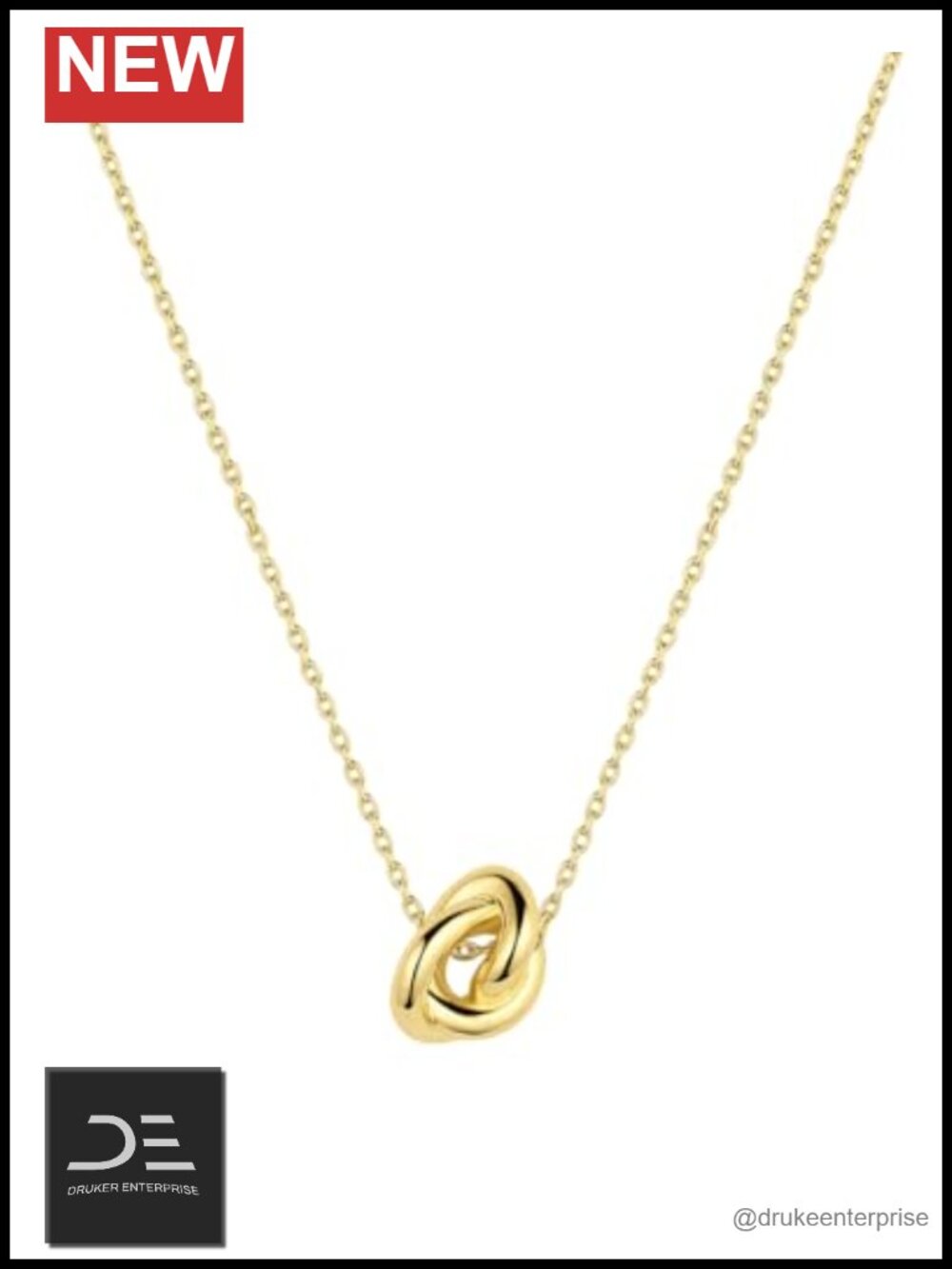 18k Gold Plated Infinity Knot Necklace Adjustable 16-18 Inches for Women